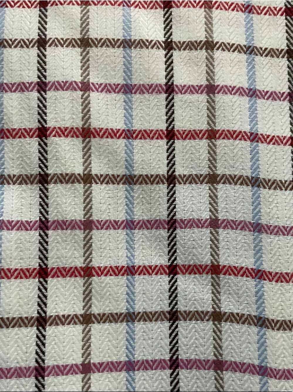 Robert Talbott Dress Shirt with Burgundy, Blue and Brown Windowpane Plaid - Picture 3 of 4